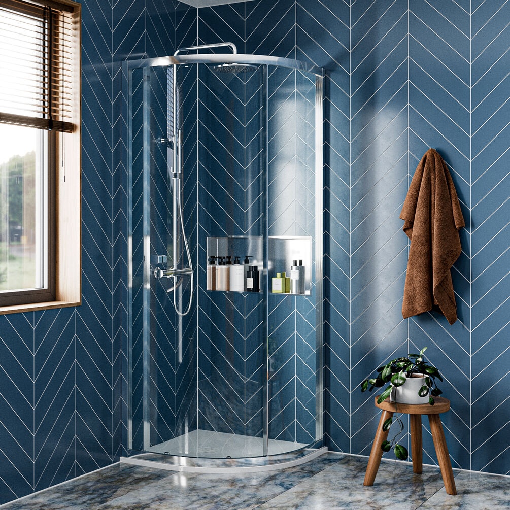 Lifestyle image of Crosswater Clear 6 Silver 900mm Shower Quadrant